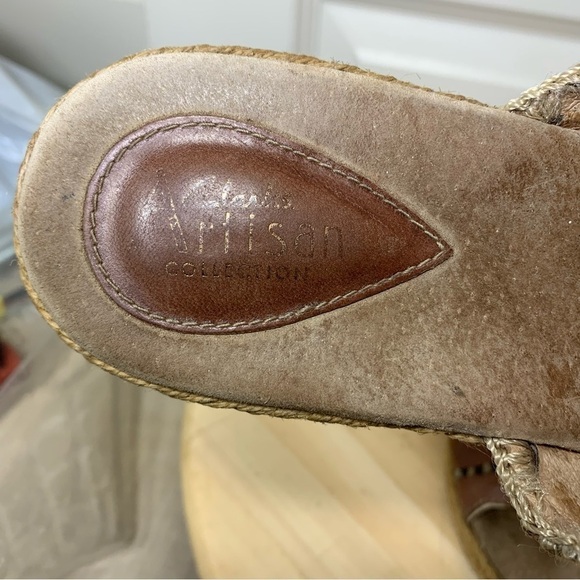 Clarks L'Artisan Brown Leather Espadrille Sandals <comfort Slip On Shoes Sz 8 - Picture 11 of 16